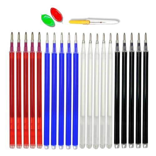 Image of ZENITH 20 Multicolor Fabric Marker Refills Pen Sewing Accessories Kit, Heat Erasable, with 2pc Threader & 1 Seam Ripper, for Sewing and Quilting (20 Multicolor Refills with 2 Threader & 1 Seam Ripper)