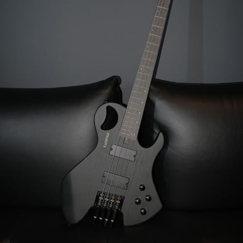 Image of Kadence EBHL01BK Chronicle 46.5 inch Electric Bass Guitar | P Style | Solid Ash Wood | Split-coil Pickup Setup | Gig Bag + Cable | Black