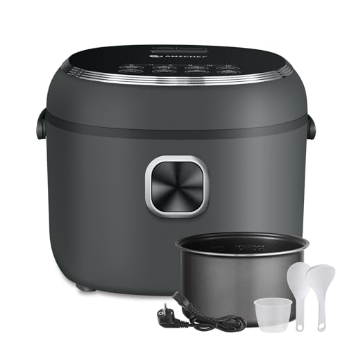 AMZCHEF Olla Arrocera 2L Multifuncional para 1-4 personas, 4 Tazas (Sin Cocinar), Mini Rice Cooker de 400W, 7 funciones de cocción, temporizador 12H tiempo preestablecido, Olla Interior Antiadherente