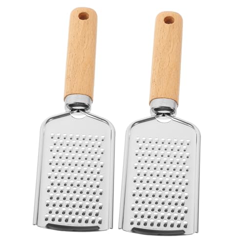 Set 2 piezas rallador de queso acero inoxidable con mango de madera miniatura 1