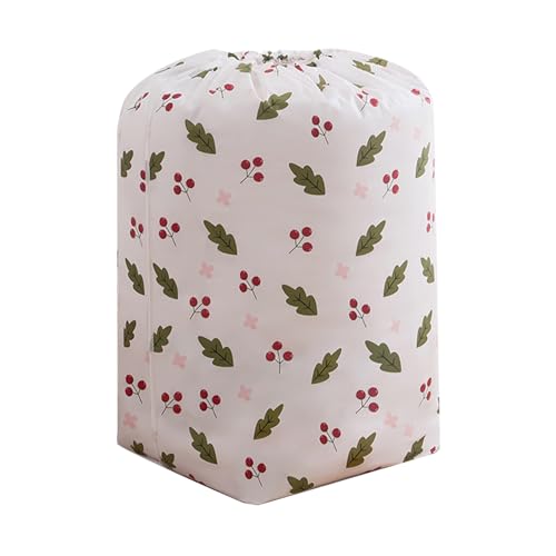 Sunicon Comforter Storage Bag, 35.4 x 17.7in Cylindrical Cotton Quilt Organizer with Drawstring Home Dustproof Bag Folding Organizer Bag for Clothes Blankets(Type 2)