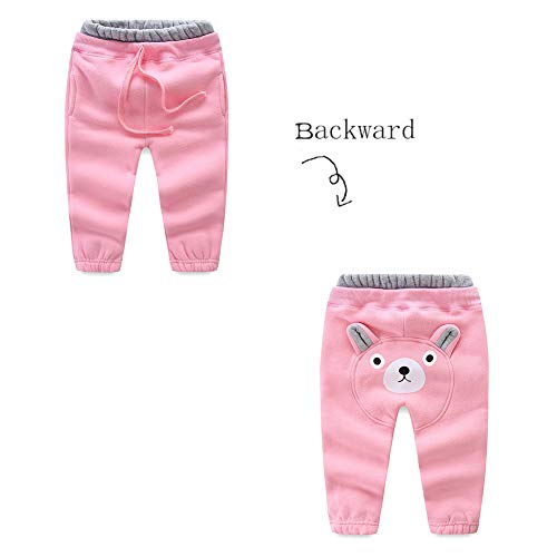 Mud Kingdom Kids Fleece Jogger Pants Winter Cute Bear2