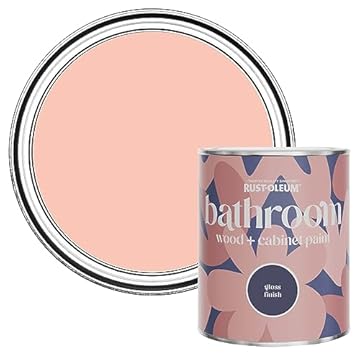 Rust-Oleum Peach Moisture Resistant Bathroom Wood and Cabinet Paint in Gloss Finish - Happy As A Clam 750ml