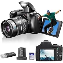 4K Digital Camera for Photography - 12X Optical Zoom 72MP Vlogging Camera for YouTube with 3" 270 Flip Screen, Autofocus Compact Camera with 2 Batteries 64GB SD Card, USB Card Reader & Charging Stand