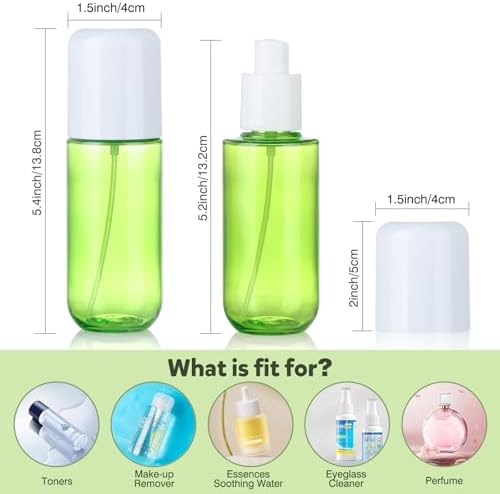 Bynccea Small Spray Bottle Travel Size 3.4oz/100ml Plastic Mini Bottle Set - Fine Mist Mini Empty Spray Bottles - Refillable Spray Bottles for Cleaning Solutions, Perfume, Liquid Cosmetics - 1