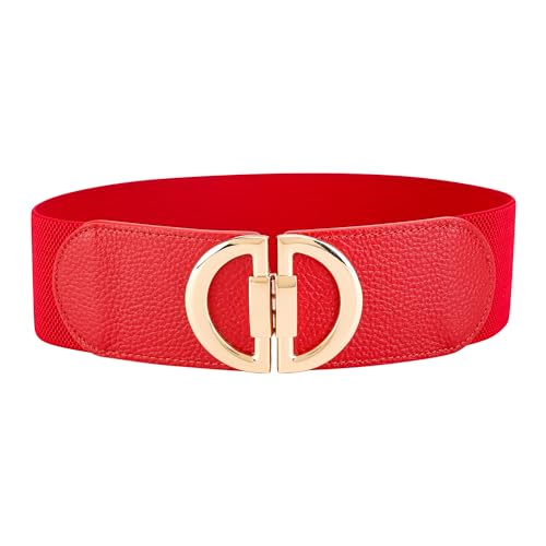 CHIC DIARY Women Wide Elastic Dress Belt Stretch Wide Belt Fashion Chunky Cinch Leather Waistband with Buckle