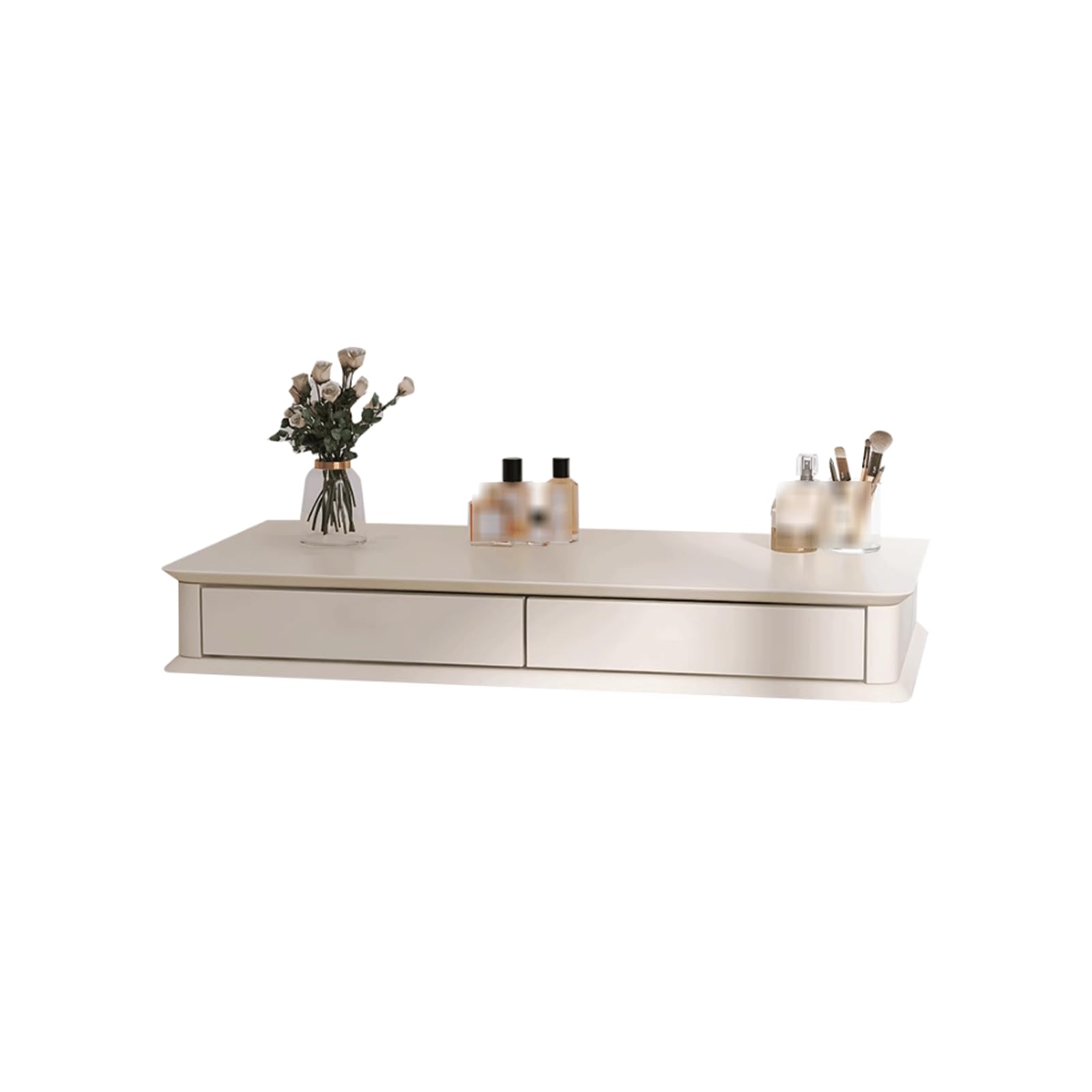 asdchZen Floating Vanity Desk-Wall Mounted Makeup Table Solid Wood Dressing Table With Stylish Storage Cabinet For Bedroom & Bathroom Space-Saving Design