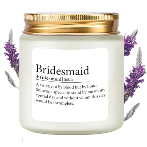 LAMIVEENLA Bridesmaid Gifts Scented Candle Lavender - Matron of Honor Gifts for Bridesmaids Matron of Honor Proposal Gift Maid of Honour Proposal Gift Soy Candle 4oz