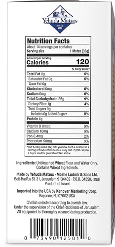 Yehuda Passover Matzo, 1lb (3 Pack) | Crisp & Airy Square Matzo Crackers | Just 2 Ingredients | Kosher for Passover…