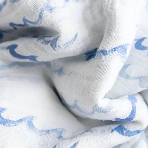 Image of Little Unicorn Muslin Swaddle Blanket for Newborns & Infants | Soft & Breathable Fabric | Set of 3 Baby Blankets for Swaddling, Nursing, Shower Gifts (Shark)