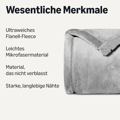 Amazon Basics Fleecedecke, 127 x 152 cm, Grau