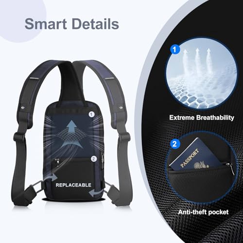 Image of hk Sling Bag for Man, Waterproof Utility Crossbody Bag | with Anti-theft Pocket for Men, Sling Backpack for Daily Commute, Work, College, 14 * 7.8 * 4.5 inches，Blue