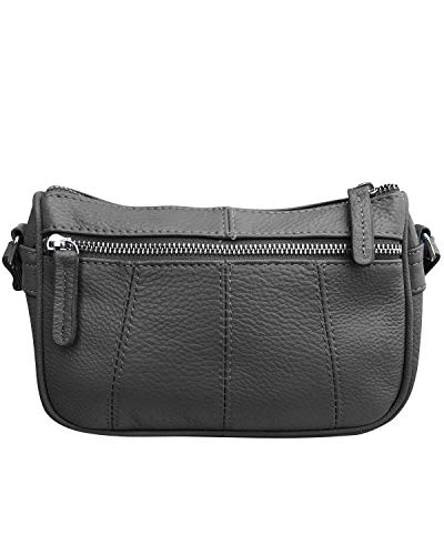 Roma Leathers Tassel Compact Body Purse - Cowhide Leather, Metal Zipper Teeth - Black2