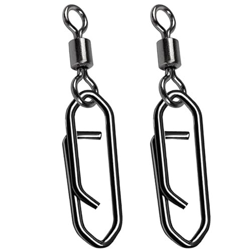 AMYSPORTS High Strength Saltwater Barrel Swivels Fishing Tackle Stainless Steel Line Connector Fishing Snaps Swivel Change Quick Fishing Clips Snap Black Nickel, 50pcs, 21lbs