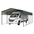 Heavy Duty Metal Carport, 13x20FT Steel Carport All-Weather with Galvanized Steel Roof & Heavy-Duty Anchor Rods for Pickup Trucks, Boats and Tractors
