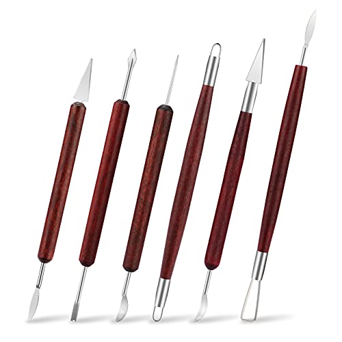 Clay Sculpting Tools â€“ 6 PCS Set Professional Carving Tools â€“ Double-Sided Pottery Tools with Wooden Handle for Sculpture, Shaping and Carving â€“ High Precision Polymer Clay Tools