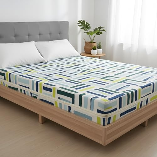 Fairy Down® Premium Cotton Printed Mattress Protector King Size | 72x72x6 Inches | Bed Cover, Mattress Cover with Zipper Chain, All Round Protection with 360° Encasing for 6x6 Ft Mattresses - White