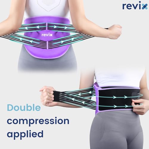 Image of REVIX Reusable Lower Back Ice Pack Wrap with Compression Straps, Adjustable Gel Ice Pack for Back, Lumbar, Sciatic Nerve, Post-Workout Recovery, Soft Plush Lining, Purple