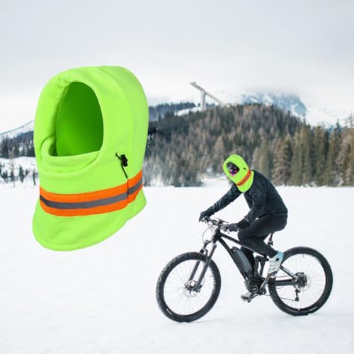 Pasamontaña de invierno térmico reflector para hombre, máscara de ciclismo y esquí con protección contra el viento, color verde fluorescente miniatura 3