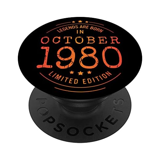 Cumpleaños Octubre 1980 Edición Limitada Regalo Used Vintage PopSockets PopGrip Intercambiable