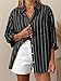 Oversized Button Down Shirts for Women Linen Shirt Long Sleeve Collared Blouses with Pocket Beach Vacation Outfit 2026 Black White Striped XL