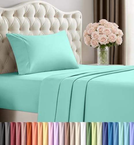 Image of Utopia Bedding Twin Bed Sheets Set - 3 Piece Bedding - Brushed Microfiber - Shrinkage and Fade Resistant - Easy Care (Twin, Spa Blue)