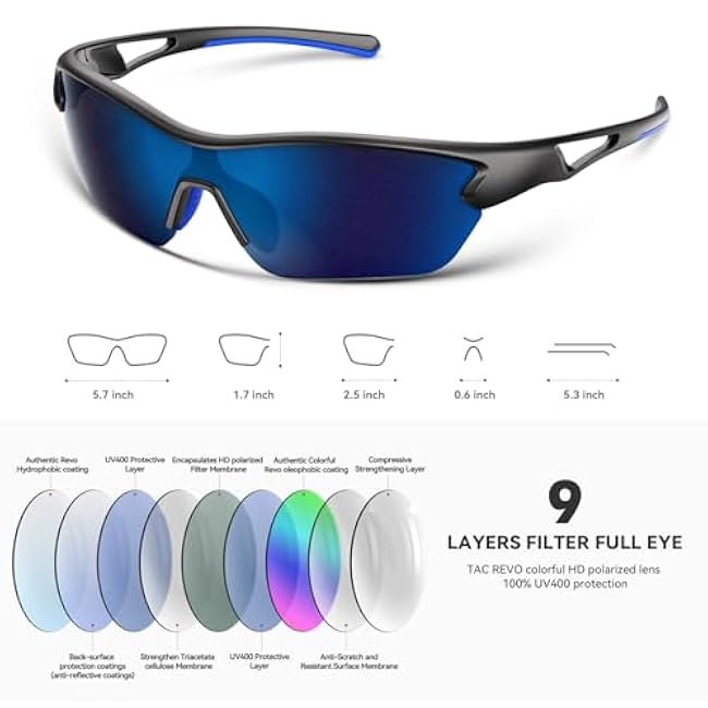 BEACOOL Polarized Sports Sunglasses for Men Women Youth Baseball Cycling Running Fishing Golf Motorcycle TAC Glasses UV400