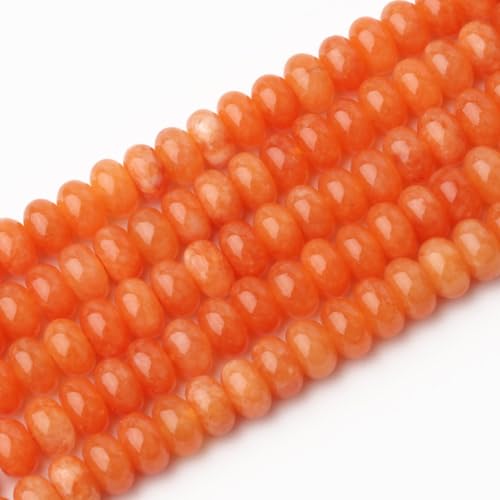 image for Songxi 5x8mm Natural Orange Colored Jade Stone Rondelle Beads, 75PCS S