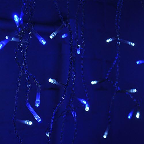 Icicle Christmas Fairy Lights Waterproof Outdoor/Indoor use. ICY Cool White 300 LED 6M Wide 60 Drops Plus a Massive 10M Lead Cable, 8 Modes, Low Safe Voltage