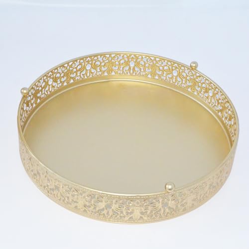 FEICTPOX Cake Stand, Metal Round Cupcake Dessert Stand Cake Display Holder Cookies Fruit Serving Tray Decor for Wedding Party Birthday Baby Showers Anniversary (12in, Gold) - Thumbnail 6