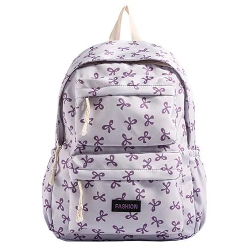 Print Bookbag Preppy Backpack Travel Daypack for (Purple)