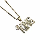 LANGUGU Collar de cadena de hip hop, chapado en oro, colgante de hip hop, cadena falsa chapada en oro, disfraz para mujeres y hombres, Medio, Acero aleado, Diamantes de imitación