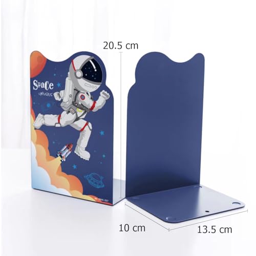 Image of oddpod Space Travel Laser-Cut Metal Bookends /Heavy Duty Non-Slip Book Stands for Office Decor, Home Decor, Library, and Institutions 3999 - Blue