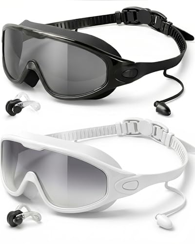 Image of Swim Goggles 2 Pack, Wide View Anti Fog&UV Swimming Goggles for Audlt, No Leak Pool Beach Essentials for Men Women