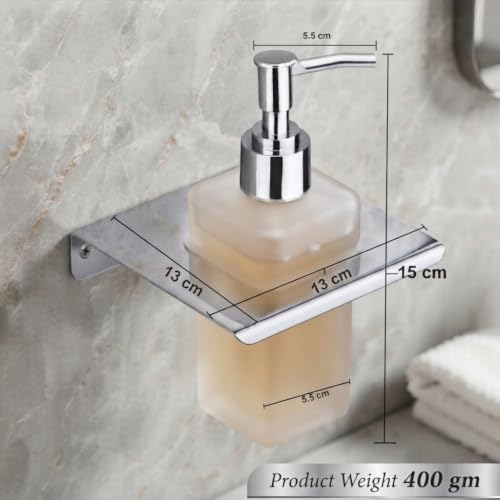Image of Easyhome Furnish Premium Stainless Steel Wall Mounted Liquid Soap Dispenser for Bathroom & Kitchen | Rust-Proof Chrome Finish Soap Pump with Level Indicator Window | Heavy Duty Dispenser (E L-3610CH)