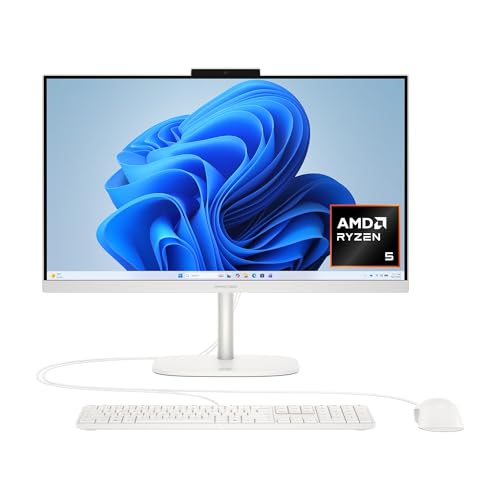 Image of HP OmniStudio 23.8 inch All-in-One Desktop PC, FHD Display, AMD Ryzen 5 40, 8 GB RAM, 512 GB SSD, AMD Radeon Graphics, Windows 11 Home, Cotton White, 24-cv0002 (2026)