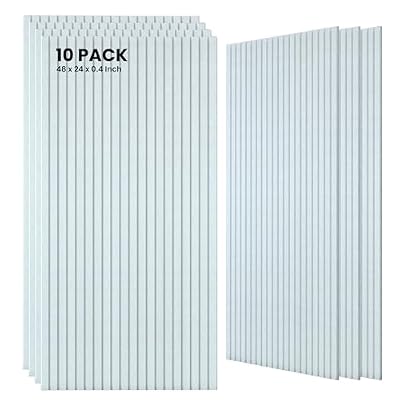 10 Pack Large Acoustic Panels, 47.2 x 23.6 x 0.35 Inch Sound Proof Foam Panels for Walls?Premium Noise Dampening Panels,Sound Panels for Media Room, Office and Studio,White