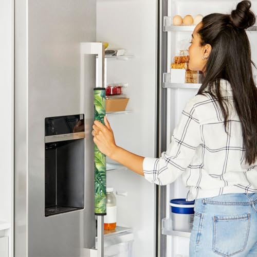 Image of Tropical Leaves Refrigerator Door Handle Covers Set of 2, Neoprene Fridge Door Handle Covers Washable Non-Slip Protector for Fridge Dishwasher Appliance Handle Covers, Keep Your Kitchen Clean