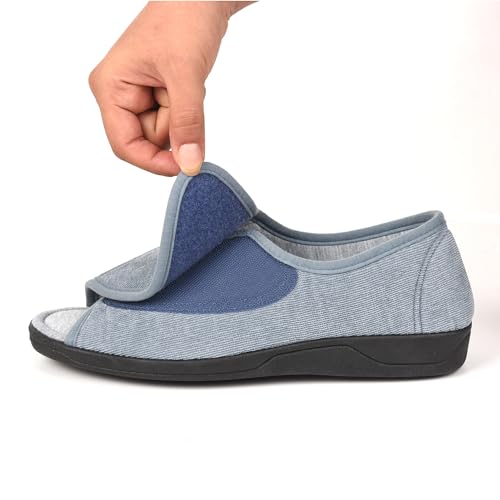 Open Toe Woman Diabetic Slippers, Memory Foam, Adjustable Closure, Orthopedic Walking Slippers for Indoor and Outdoor Use, Comfortable for Arthritis Swollen Feet Edema2
