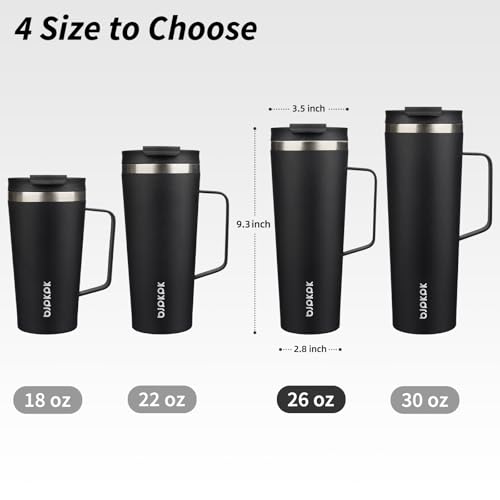 Image of BJPKPK 26oz Insulated Tumbler with Handle, Lid & Straw, Stainless Steel