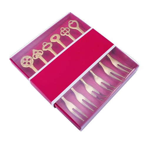 Gavigain 5Pcs Stainless Steel Cocktail Fruits Fork Set,Perfect for Appetizer Party Gold Elegant Design for Home Or Picnic
