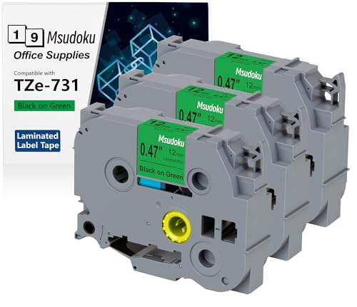 Ruban adhésif TZe-731 12mm vert pour étiqueter et organiser toute la maison