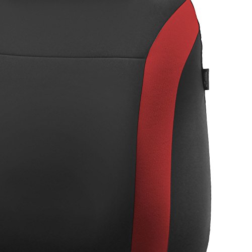 Fh Group Automotive Car Seat Covers Cosmopolitan Flat Cloth Full Set Red Seat Covers, (Airbag Compatible & Split Bench) With Gift Universal Fit Interior Accessories For Cars Trucks And Suvs #TOP5