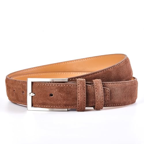 Men's Genuine Leather Suede Belts Casual Dress Belt 1 3/8" Wide2