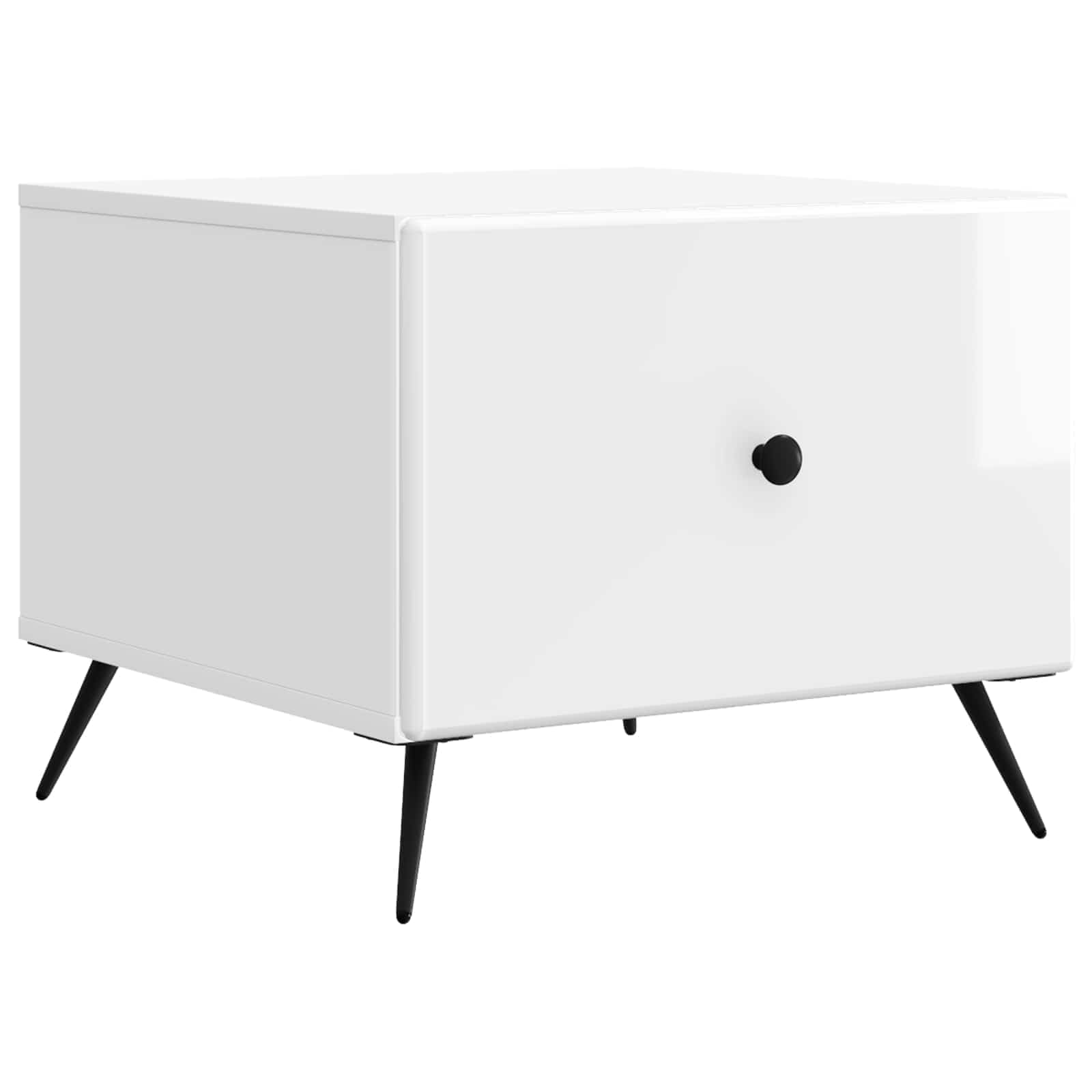 Table basse blanche brillante fonctionnelle pour des moments de détente dans le salon