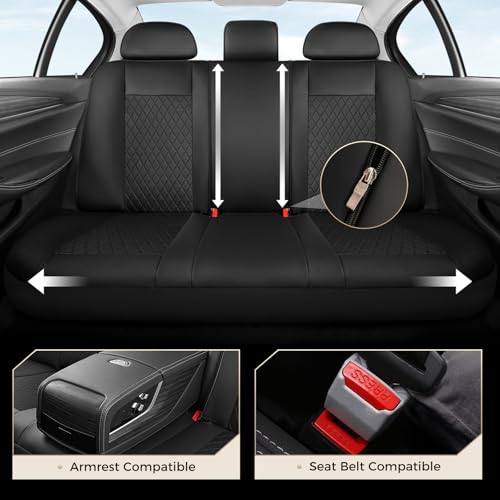 Image of Coverado Seat Covers Full Set, 5 Seat Black Car Seat Covers, Leather Car Seat Protectors, Automotive Front and Back Seat Covers, Waterproof Car Seat Cushions Universal Fit for Most Sedan, SUV, Truck