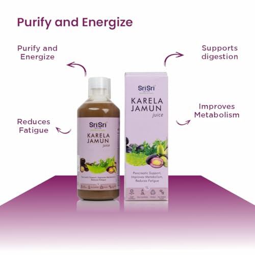 Image of Sri Sri TATTVA shuddhta ka naam Karela Jamun Juice | Maintains Blood Sugar Levels | Reduces Bad Cholesterol | Good For Digestive Health | No Added Sugar | 1 Litre I Pack of 2