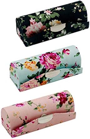 Lipstick Case with Mirror, Hanyi 3 Pcs Vintage Floral Print Leather Lipstick Holder Box Jewelry Organiser
