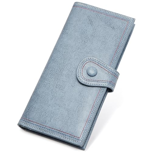 Portefeuille long et fin contre le piratage avec blocage RFID et porte-cartes