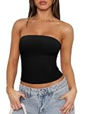 REORIA Women Strapless Tube Top Double Line Y2K Going Out Bandeau Crop Tank